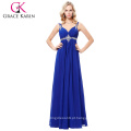 Grace Karin 2017 New Formal Blue Long Evening Ball Gown Party Prom Dress da dama de honra tamanho do estoque 4-16 GK000129-1